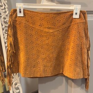 100% Leather Vintage Fringe F21 Miniskirt